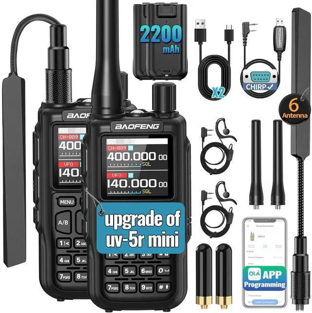 Main image of Radio UV-5R Mini-5 Ham Radio Handheld Compatible Chirp Long Range Dual PTT 2200mAh,APP Programming,USB-C,NOAA Weather UV5r Emergency VHF Radio Upgrade Baofeng UV-5R for Camping Survival