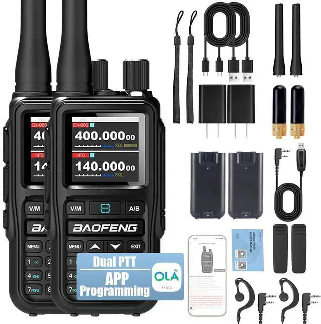 Main image of UV-5R Mini Ham Radio Handheld Long Range Walkie Talkies with Airband Reception Wireless App Programming One-Touch Frequency Copy NOAA Weather Scan USB-C Rechargeable Dual Band Two Way Radio