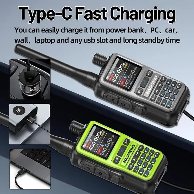Alt view image 6 of 7 - UV-5R Mini Ham Radio Long Range Handheld Rechargeable Walkie Talkies for Adults APP Programming NOAA Weather UV5R 5RM Two Way Radio with Earpiece USB-C Charger for Survival Hunting,2Pack