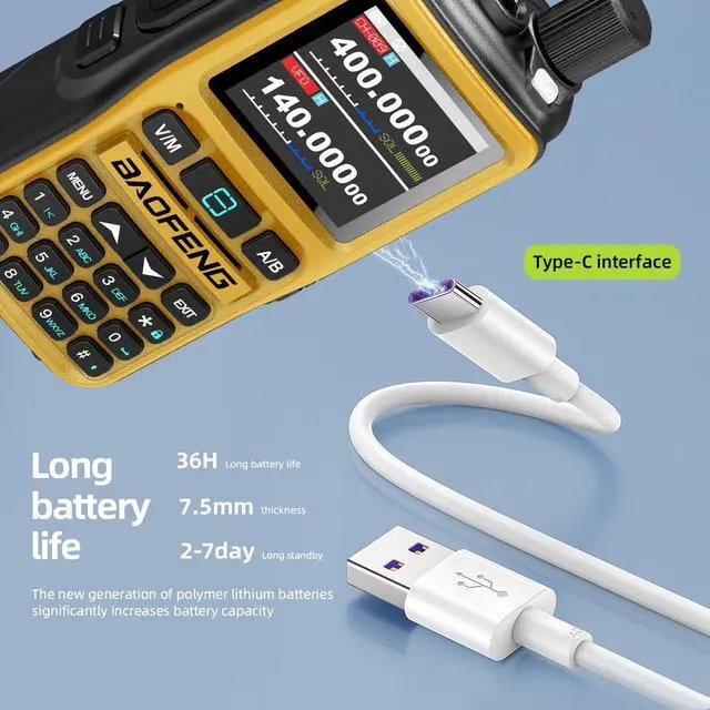 Alt view image 5 of 6 - UV-5R Mini Ham Radio Handheld Long Range Walkie Talkies with Airband Reception Wireless App Programming One-Touch Frequency Copy NOAA Weather Scan USB-C Rechargeable Dual Band Two Way Radio