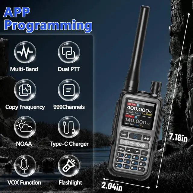 Alt view image 3 of 7 - UV-5R Mini Ham Radio Long Range Handheld Rechargeable Walkie Talkies for Adults APP Programming NOAA Weather UV5R 5RM Two Way Radio with Earpiece USB-C Charger for Survival Hunting,2Pack