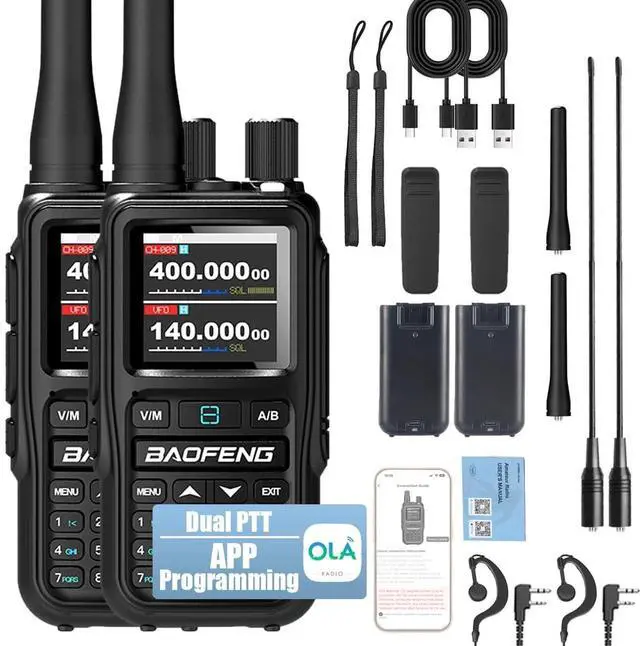 Main image of UV-5R Mini Ham Radio Long Range Handheld Two Way Radio, Bluetooth APP Programming Walkie Talkies 2 Pack, 999CH One-Key Copy Frequency, NOAA Weather, USB-C Charging (Black)
