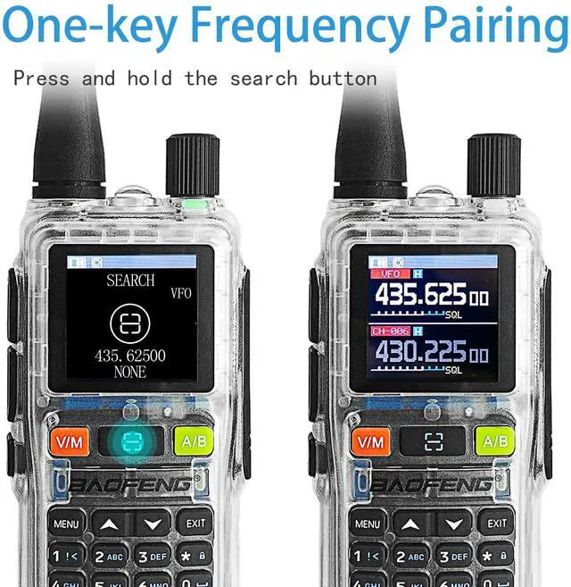 Alt view image 3 of 7 - UV-5R Mini Radio,UV5R Mini Clear Dual Band Walkie Talkies,App Programming,Copy Frequency,NOAA Weather,5W Power,999 Channels,USB-C Fast Charging (Transparent-1Pack)