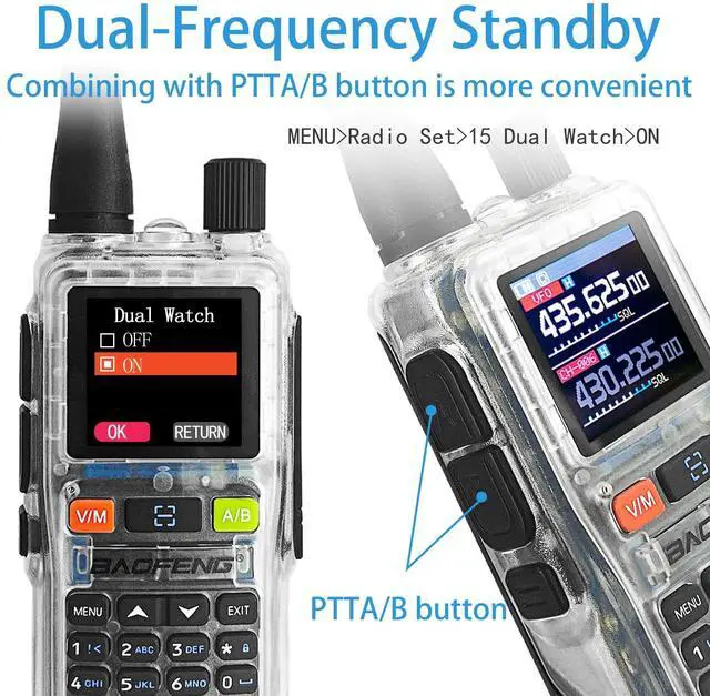 Alt view image 2 of 7 - UV-5R Mini Radio,UV5R Mini Clear Dual Band Walkie Talkies,App Programming,Copy Frequency,NOAA Weather,5W Power,999 Channels,USB-C Fast Charging (Transparent-1Pack)