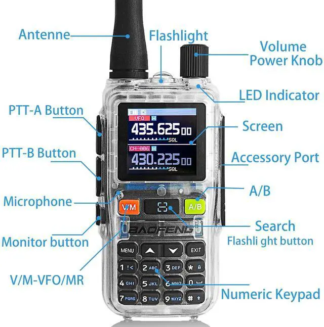 Alt view image 7 of 7 - UV-5R Mini Radio,UV5R Mini Clear Dual Band Walkie Talkies,App Programming,Copy Frequency,NOAA Weather,5W Power,999 Channels,USB-C Fast Charging (Transparent-1Pack)