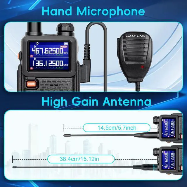 Alt view image 7 of 7 - Radio Ham Radio Handheld UV-5R Upgrade 5RM 10W (4PCS Batteries) Emergency Two Way Radio Long Range,999CH, Fre Copy, NOAA Weather Rechargeable Walkie Talkies for Survival Gear Hunting-2 Pack