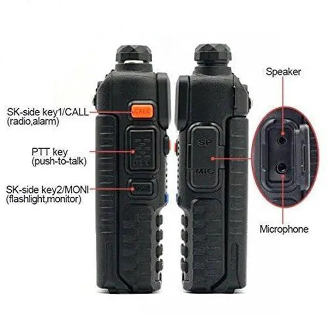 Alt view image 3 of 7 - UV-5R Two Way Radio Dual Band 144-148/420-450Mhz Walkie Talkie with 1800mAh Li-ion Battery, Programming Cable, Headset, Belt Clip, Hand Strap, Desktop Charger, 5 Packs (Black)