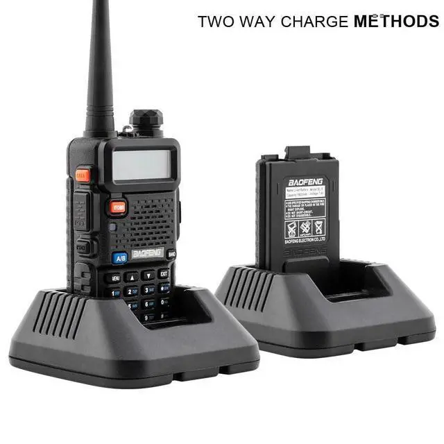 Alt view image 4 of 7 - UV-5R Two Way Radio Dual Band 144-148/420-450Mhz Walkie Talkie with 1800mAh Li-ion Battery, Programming Cable, Headset, Belt Clip, Hand Strap, Desktop Charger, 5 Packs (Black)