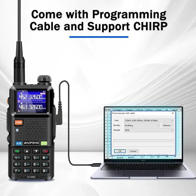 Alt view image 5 of 7 - 5RM Ham Radio 10W Long Range Handheld NOAA Weather Receiver 2500mAh Battery UV-5R Upgrade with Programming Cable,Speaker Mic,Tactical Antenna,Type-C Charging,2Pack
