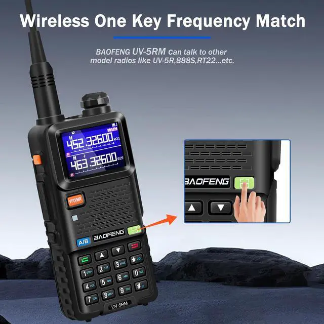 Alt view image 6 of 7 - 5RM Ham Radio 10W Long Range Handheld NOAA Weather Receiver 2500mAh Battery UV-5R Upgrade with Programming Cable,Speaker Mic,Tactical Antenna,Type-C Charging,2Pack