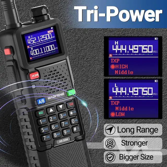 Alt view image 3 of 7 - Radio10W 5RM FM Radio Handheld Two Way Radio Long Range AR-5RM NOAA Weather Radio DTMF Walkie Talkies Copy Frequency 999CH USB-C Charger 3800mAh Battery Survival Radios (2 Pack)