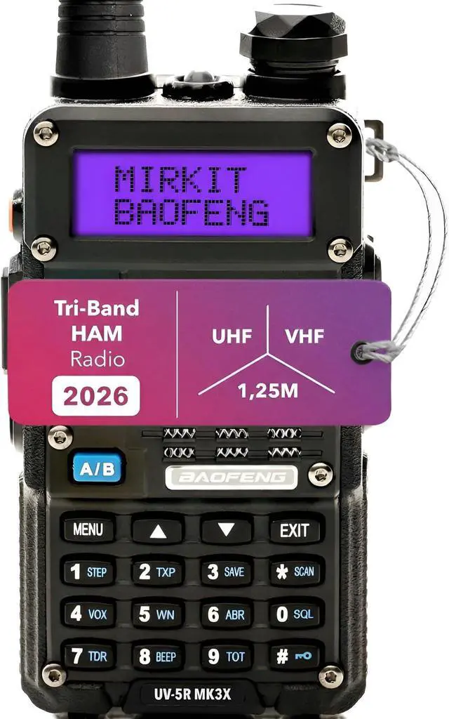 Main image of Radio UV-5R MK3X Legal Power Tri-Band Radio 2026 VHF/UHF 144-148/222-225/420-450 MHz - Walkie Talkie with 2100mAh Li-ion Baofeng Battery, Neck Strap Lanyard Mirkit Ham Radio Operator