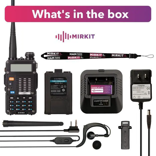 Alt view image 6 of 6 - Radio UV-5R MK3X Legal Power Tri-Band Radio 2026 VHF/UHF 144-148/222-225/420-450 MHz - Walkie Talkie with 2100mAh Li-ion Baofeng Battery, Neck Strap Lanyard Mirkit Ham Radio Operator