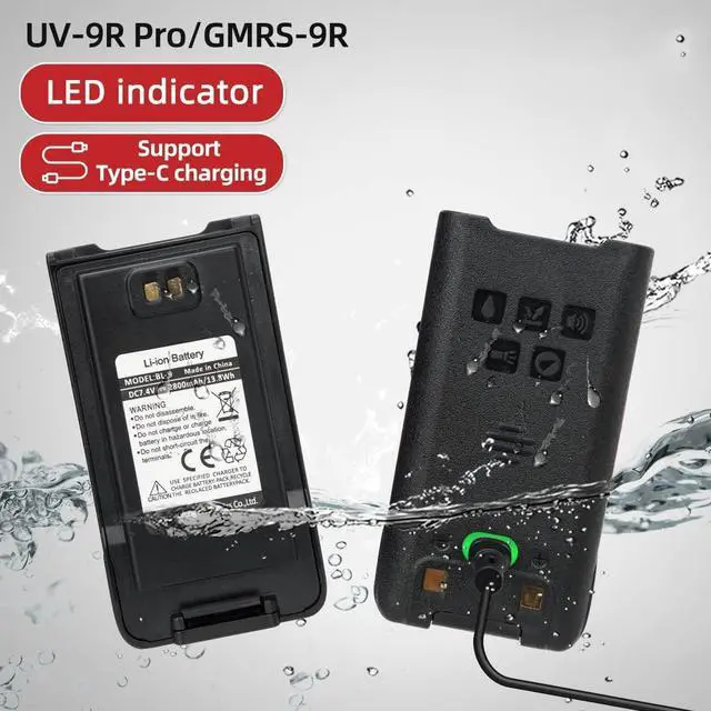 Alt view image 4 of 6 - Radio Ham Radio UV-9R Pro 8W Long Range VHF UHF Dual Band Tri- Power Rechargeable Handheld Two-Way Radio Walkie Talkies with Type-C Charging Cable for Camping Hunting Survival Gear
