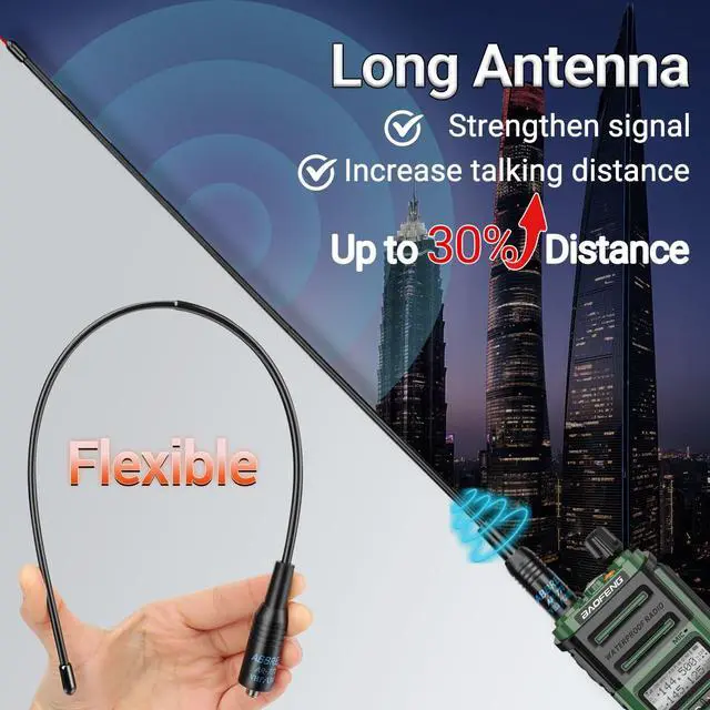 Alt view image 5 of 7 - UV-9R Pro 8W Long Range VHF UHF Dual Band Tri- Power Rechargeable Walkie Talkies with Programming Cable,Speaker Mic and Type-C Charging Cable for Hunting Survival Gear