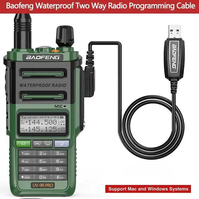 Alt view image 6 of 7 - UV-9R Pro 8W Long Range VHF UHF Dual Band Tri- Power Rechargeable Walkie Talkies with Programming Cable,Speaker Mic and Type-C Charging Cable for Hunting Survival Gear