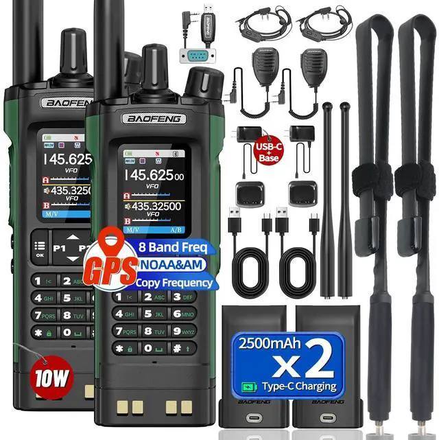 Main image of UV-32 Radio Ham Radio Handheld 10W Long Range Rechargeable NOAA Weather Receiver 5RM K5 Tactical Two Way Radio Walkie Talkie for Adults with GPS,USB-C Charging for Hunting Survival Gear,2Pack