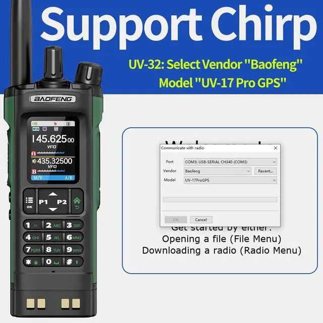 Alt view image 2 of 7 - UV-32 Radio Ham Radio Handheld 10W Long Range Rechargeable NOAA Weather Receiver 5RM K5 Tactical Two Way Radio Walkie Talkie for Adults with GPS,USB-C Charging for Hunting Survival Gear,2Pack