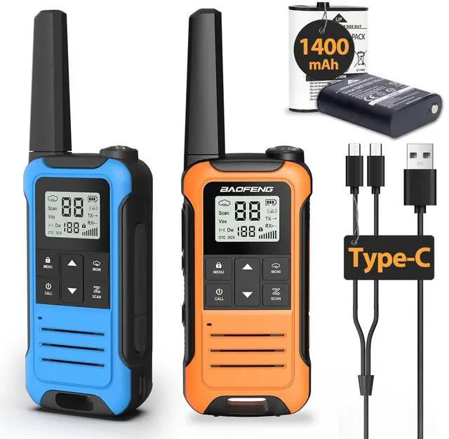 Main image of Walkie Talkies Long Range for Adults, Walkie Talkie Rechargeable F22 FRS Radio Walky Talky Family Walkie-Talkie with 1400 mAh Battery NOAA USB-C Charger for Camping Hunting (2 Pack)