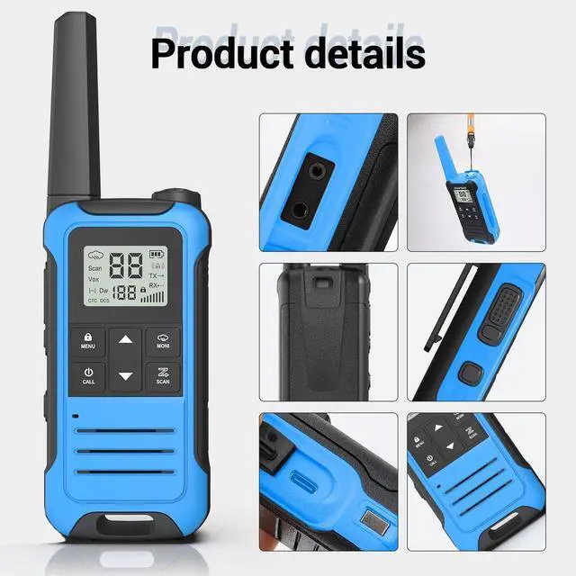 Alt view image 6 of 7 - Walkie Talkies Long Range for Adults, Walkie Talkie Rechargeable F22 FRS Radio Walky Talky Family Walkie-Talkie with 1400 mAh Battery NOAA USB-C Charger for Camping Hunting (2 Pack)