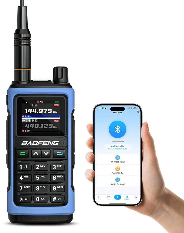 Main image of UV-7B Handheld Ham Radio, Chirp & Wireless APP Programmable, UHF VHF FM Aviation NOAA Receiver, 1000 CHs 10 Zones, USB-C Rechargeable, Frequency Copy, SOS Strobe, Walkie Talkie for Outdoor