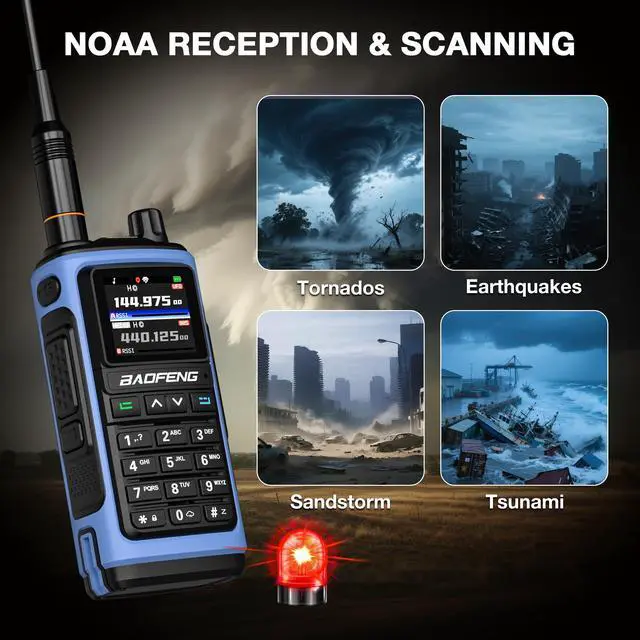 Alt view image 6 of 6 - UV-7B Handheld Ham Radio, Chirp & Wireless APP Programmable, UHF VHF FM Aviation NOAA Receiver, 1000 CHs 10 Zones, USB-C Rechargeable, Frequency Copy, SOS Strobe, Walkie Talkie for Outdoor