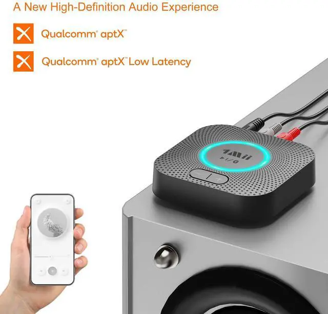 Alt view image 2 of 7 - B06S Bluetooth 5.3 Receiver for Home Music Streaming System, Hi-Fi Wireless Audio Adapter with aptX HD,aptX Low Latency, Volume Control, and RCA/3.5mm AUX Outputs