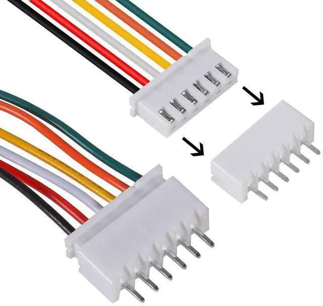 Alt view image 4 of 7 - 10Pairs JST-XH Connector Kit, XH 2.54mm 6 Pin Header Male and Female Connectors Plug Adapter with Flat Wire Cable 200mm 26AWG Compatible with JST XH (6P)