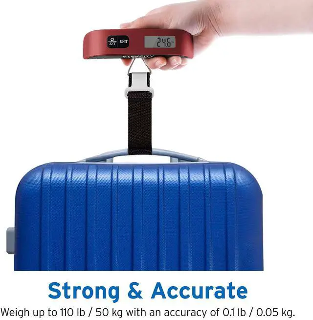 Alt view image 7 of 7 - Luggage Scale, Digital Weight Scales for Travel Accessories Essentials Suitcases , Portable Handheld Scale with Temperature Sensor, Rubber Paint, 110 Pounds, Battery Included