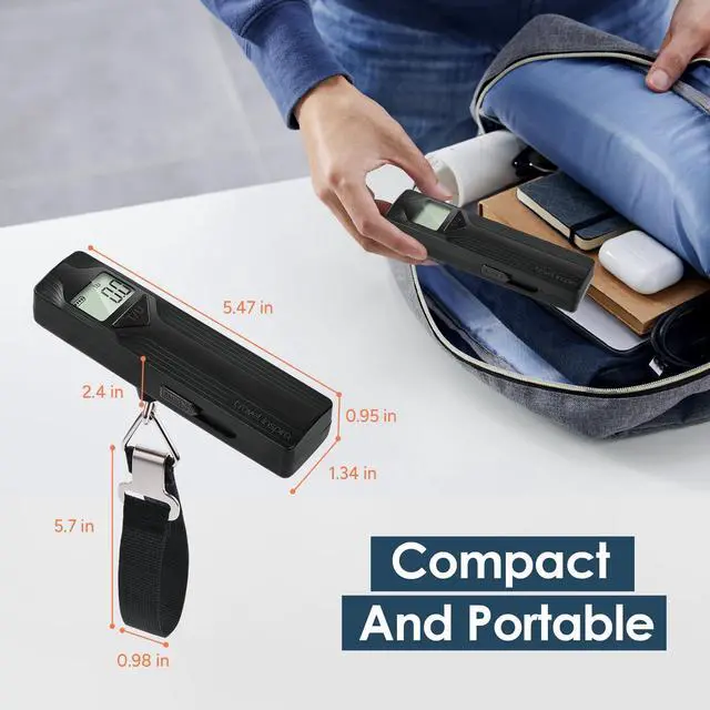 Alt view image 5 of 7 - Luggage Scale Battery-Free, Travel Essentials, Portable Handheld Digital Suitcase Weight Scale for for Travel Accessories, 110lbs/50kg (Black)