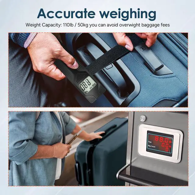 Alt view image 6 of 7 - Luggage Scale Battery-Free, Travel Essentials, Portable Handheld Digital Suitcase Weight Scale for for Travel Accessories, 110lbs/50kg (Black)