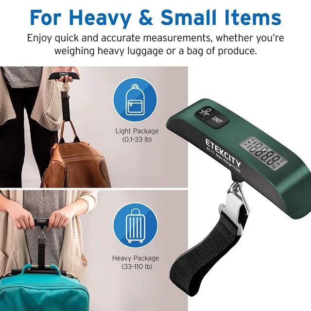Alt view image 5 of 7 - Luggage Scale, Digital Weight Scales for Travel Accessories Essentials Suitcases , Portable Handheld Scale with Temperature Sensor, Rubber Paint, 110 Pounds, Battery Included