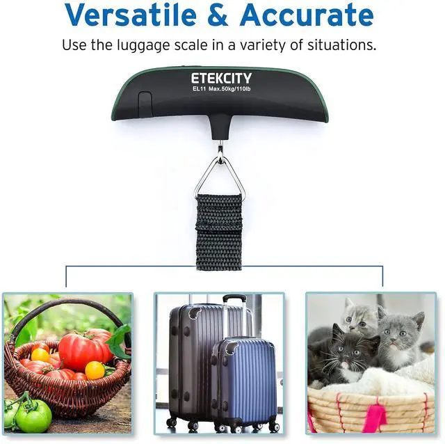 Alt view image 6 of 7 - Luggage Scale, Digital Weight Scales for Travel Accessories Essentials Suitcases , Portable Handheld Scale with Temperature Sensor, Rubber Paint, 110 Pounds, Battery Included