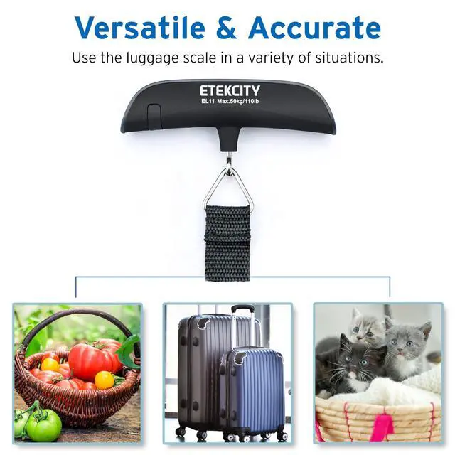 Alt view image 3 of 7 - Luggage Scale, Travel Essentials, Digital Suitcase Weight Scales for Travel Accessories, Hanging Baggage Scale with Temperature Sensor, Rubber Paint, 110 Pounds, Battery Included,Grey