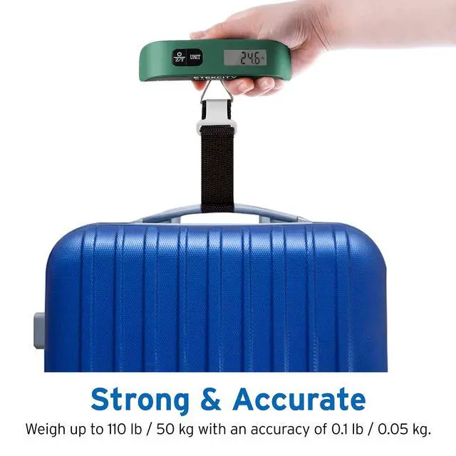 Alt view image 4 of 7 - Luggage Scale, Digital Weight Scales for Travel Accessories Essentials Suitcases , Portable Handheld Scale with Temperature Sensor, Rubber Paint, 110 Pounds, Battery Included