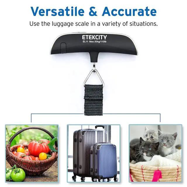 Alt view image 6 of 7 - Luggage Scale, Travel Essentials, Digital Weight Scales for Travel Accessories, Portable Handheld Scale with Temperature Sensor, Rubber Paint, 110 Pounds, Battery Included,2Pack