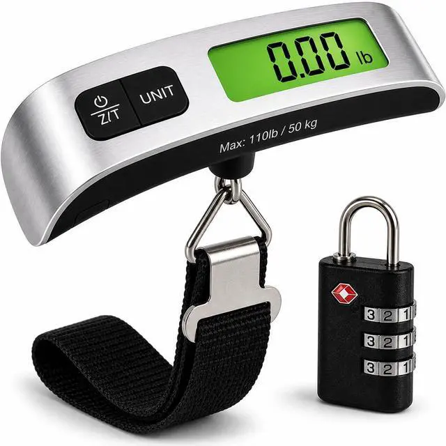Main image of Luggage Scale with TSA Approved Lock, Digital Portable Hanging Baggage Scale 110lb/50kg, Travel Weight Scale for Suitcases, Avoid Overweight Fees, Travel Essentials Gift