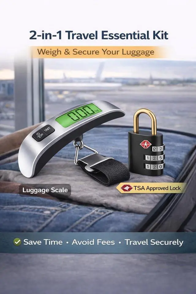 Alt view image 7 of 7 - Luggage Scale with TSA Approved Lock, Digital Portable Hanging Baggage Scale 110lb/50kg, Travel Weight Scale for Suitcases, Avoid Overweight Fees, Travel Essentials Gift