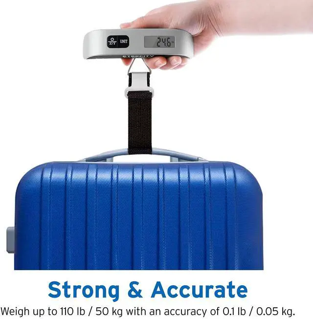 Alt view image 4 of 7 - Luggage Scale, Travel Essentials, Digital Weight Scales for Travel Accessories, Portable Handheld Scale with Temperature Sensor, Rubber Paint, 110 Pounds, Battery Included,2Pack
