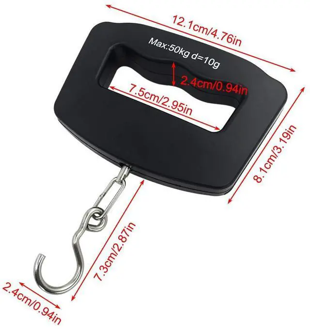 Alt view image 2 of 7 - 50Kg 10g Luggage Weight Scale, LCD Luggage Scale Travel Digital, Fish Scale, Home Electronic Portable Hanging Weight Hook Travel Luggage Scale