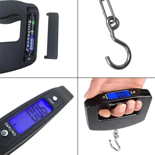 Alt view image 4 of 7 - 50Kg 10g Luggage Weight Scale, LCD Luggage Scale Travel Digital, Fish Scale, Home Electronic Portable Hanging Weight Hook Travel Luggage Scale