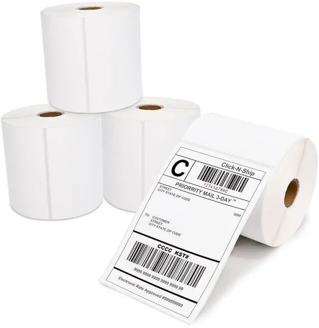 Main image of 1800 PCS 4"x6" Direct Thermal Shipping Labels with 450 per Roll- Perforated & Strong Adhesive, Blank, Compatible with Zebra 2844, ZP-450, ZP-500, ZP-505, 4 Rolls