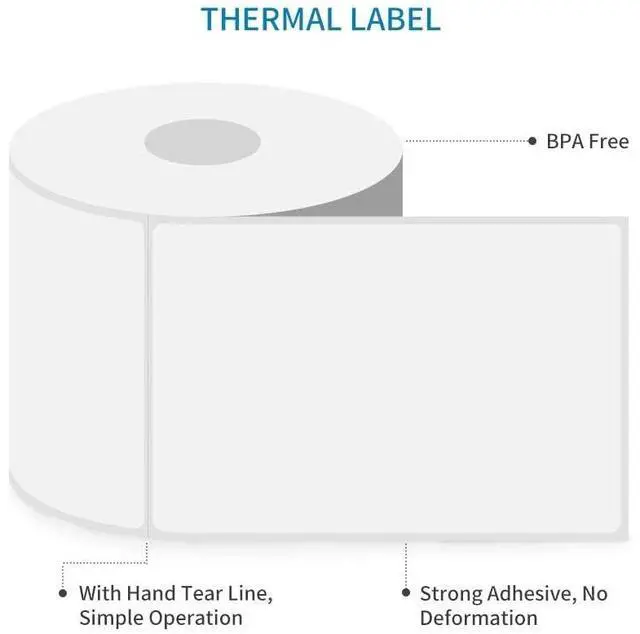 Alt view image 4 of 6 - 1800 PCS 4"x6" Direct Thermal Shipping Labels with 450 per Roll- Perforated & Strong Adhesive, Blank, Compatible with Zebra 2844, ZP-450, ZP-500, ZP-505, 4 Rolls