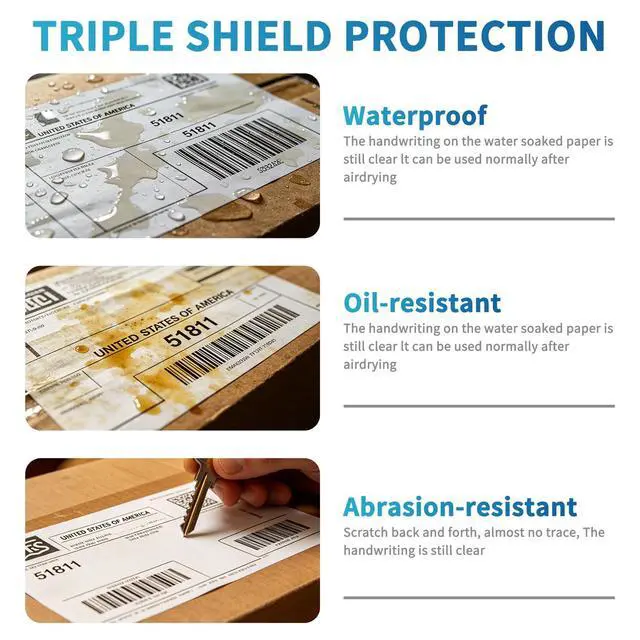 Alt view image 3 of 7 - 4x6 Direct Thermal Shipping Labels for Zebra 2844 ZP-450 ZP-500 ZP-505,Blank,450 Labels/Roll, 1" Core,Total 6 Rolls