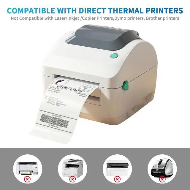Alt view image 5 of 7 - 4x6 Direct Thermal Shipping Labels for Zebra 2844 ZP-450 ZP-500 ZP-505,Blank,450 Labels/Roll, 1" Core,Total 6 Rolls