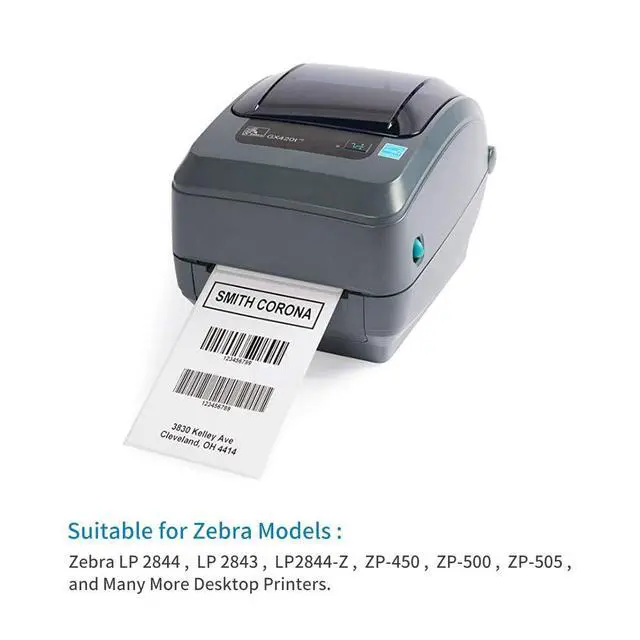 Alt view image 5 of 6 - 1800 PCS 4"x6" Direct Thermal Shipping Labels with 450 per Roll- Perforated & Strong Adhesive, Blank, Compatible with Zebra 2844, ZP-450, ZP-500, ZP-505, 4 Rolls