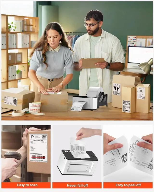 Alt view image 5 of 7 - Thermal Direct Shipping Labels, 4x6 Labels for Thermal Printer, 500 Sheets/1 Rolls, Commercial Grade