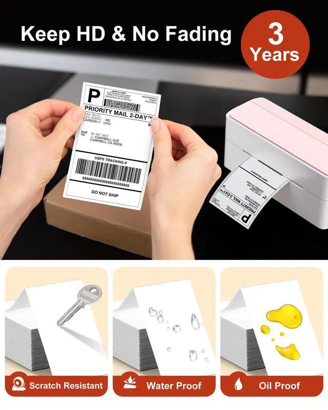 Alt view image 2 of 7 - 4x6 Thermal Shipping Labels, 500 PCS -Fold Thermal Labels, Compatible with MUNBYN,JADENS,Nelko,Rollo, KNAON, Phomemo 241bt, Label Printer,Water/Oilproof Label Stickers for Address Mail