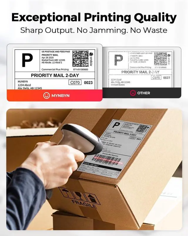 Alt view image 4 of 7 - Thermal Direct Shipping Labels, 4x6 Labels for Thermal Printer, 500 Sheets/1 Rolls, Commercial Grade