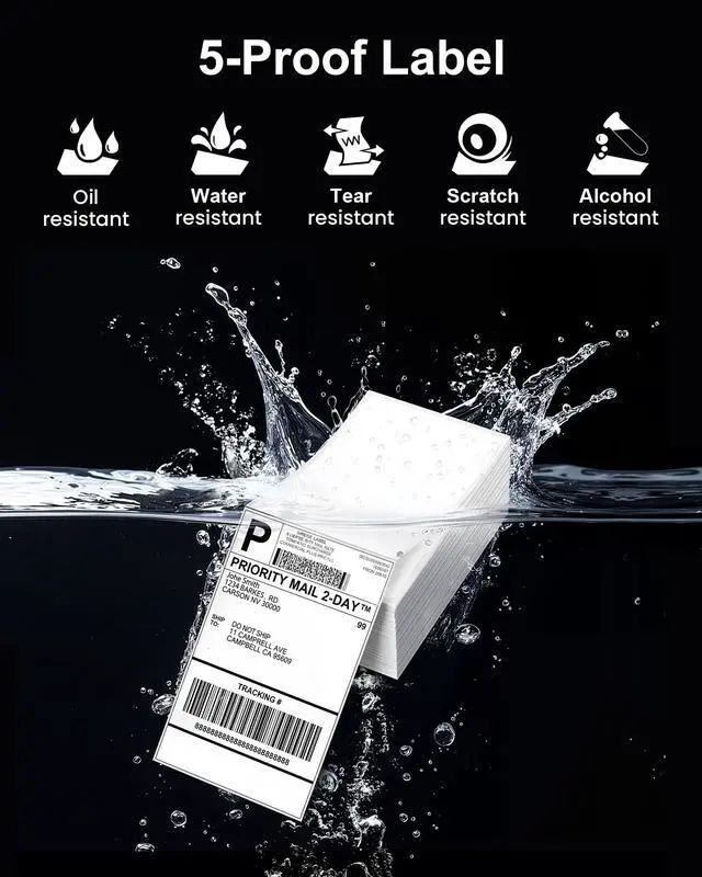 Alt view image 3 of 7 - 4x6 Thermal Shipping Labels, 500 PCS -Fold Thermal Labels, Compatible with MUNBYN,JADENS,Nelko,Rollo, KNAON, Phomemo 241bt, Label Printer,Water/Oilproof Label Stickers for Address Mail